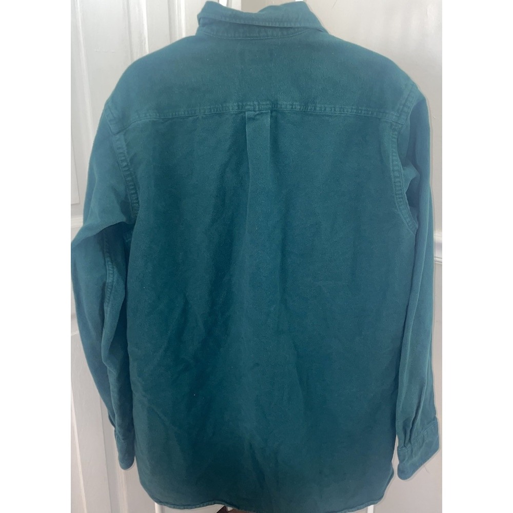 Vtg LL Bean USA Mens Button Up LS Chamois Cloth Flannel Shirt Green Size Lg Tall - Picture 2 of 6